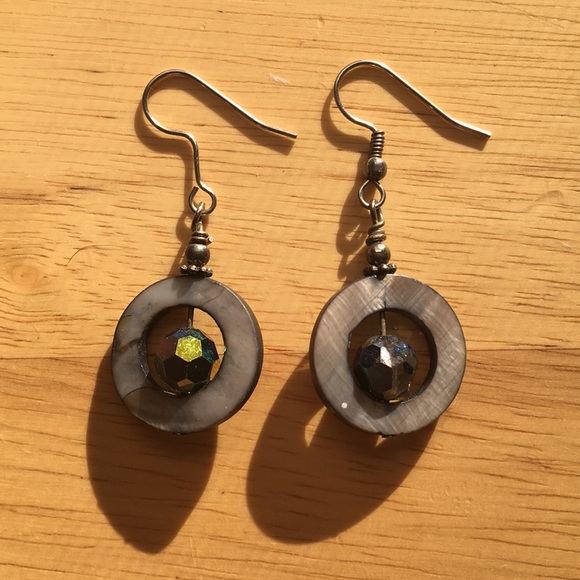 Iridescent Bead Dangly Earrings - Picture 3 of 7